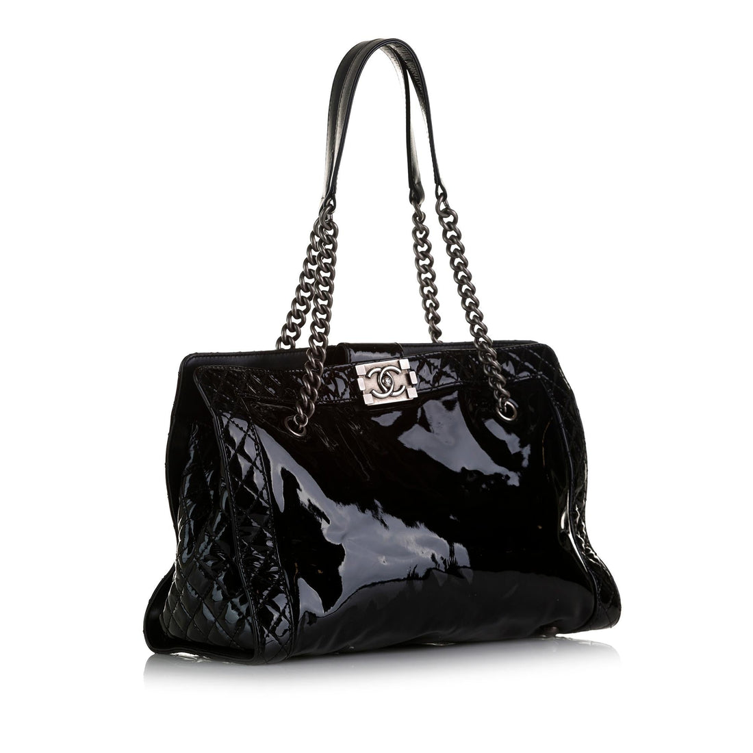 Top Quality Chanel Patent Boy Reverso Shopping Tote (SHG-DFtGpZ)