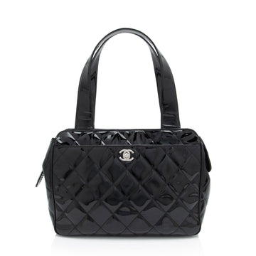 Top Quality Chanel  Patent Leather CC Bowling Bag (SHF-S9yHE9)