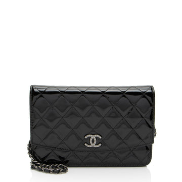 Top Quality Chanel Patent Leather Classic Wallet on Chain (SHF-jbforv)