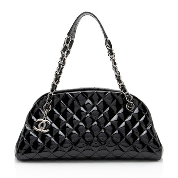 Top Quality Chanel Patent Leather Just Mademoiselle Bowler Bag (SHF-xTHbdI)