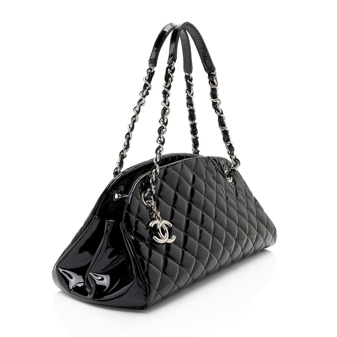 Top Quality Chanel Patent Leather Just Mademoiselle Bowler Bag (SHF-xTHbdI)