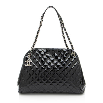 Top Quality Chanel Patent Leather Just Mademoiselle Large Bowler Bag (SHF-ELuN7V)