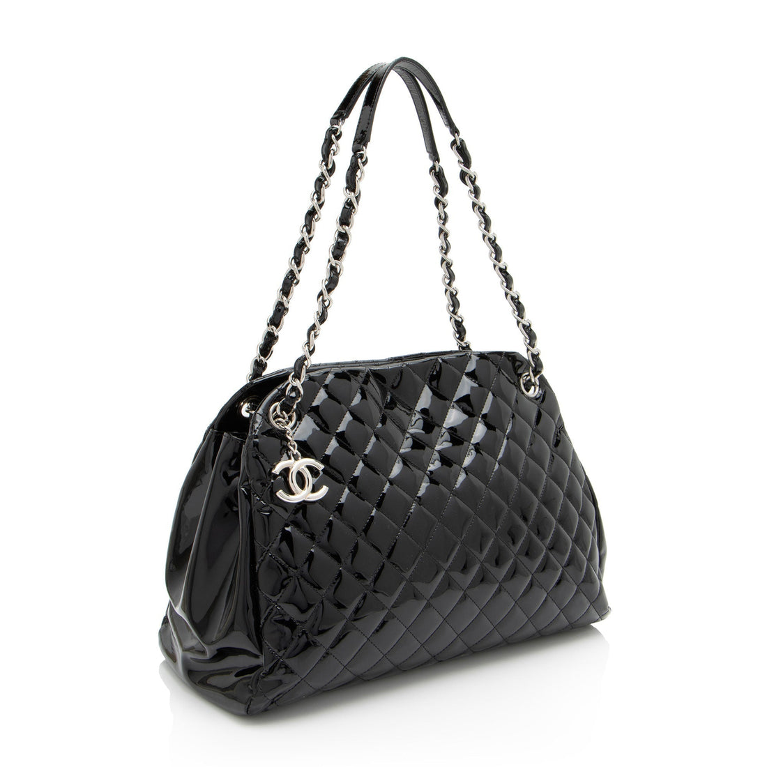 Top Quality Chanel Patent Leather Just Mademoiselle Large Bowler Bag (SHF-ELuN7V)