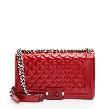 Top Quality Chanel Patent Leather Plexiglass Old Medium Boy Bag (SHF-yQ51Dn)