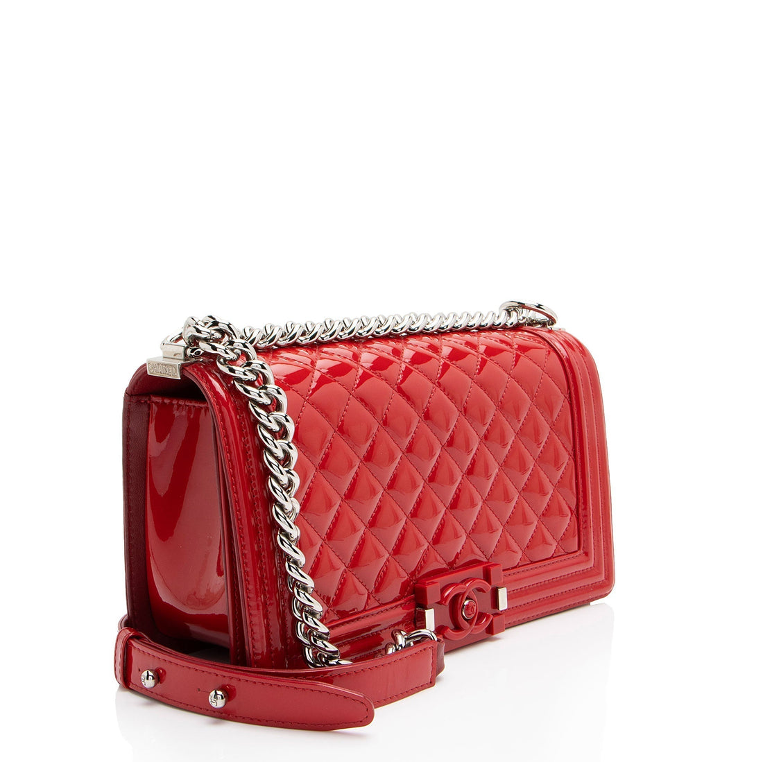 Top Quality Chanel Patent Leather Plexiglass Old Medium Boy Bag (SHF-yQ51Dn)
