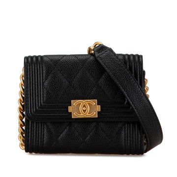 Top Quality Chanel Quilted Caviar Boy Card Holder with Chain (SHG-VMUxwq)