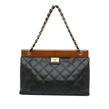 Top Quality Chanel Quilted Caviar Wood Chain Shoulder Bag (SHG-mtEzPW)