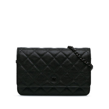 Top Quality Chanel Quilted Crumpled Calfskin So Black Wallet On Chain (SHG-VI9SVY)