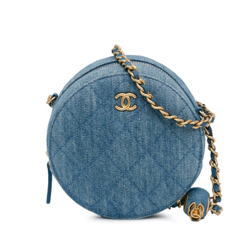 Top Quality Chanel Quilted Denim Pearl Crush Round Clutch with Chain (SHG-Lc62qo)