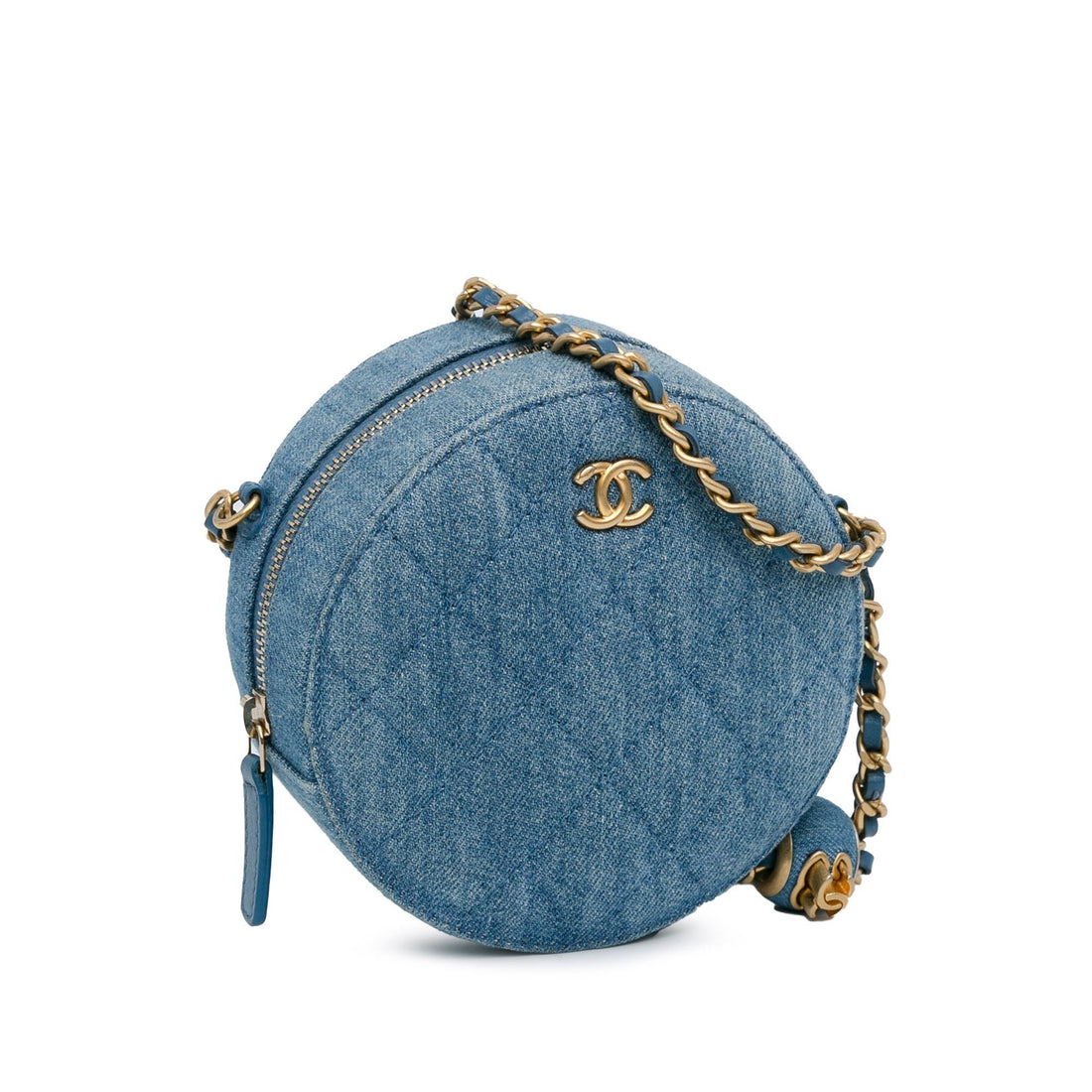 Top Quality Chanel Quilted Denim Pearl Crush Round Clutch with Chain (SHG-Lc62qo)