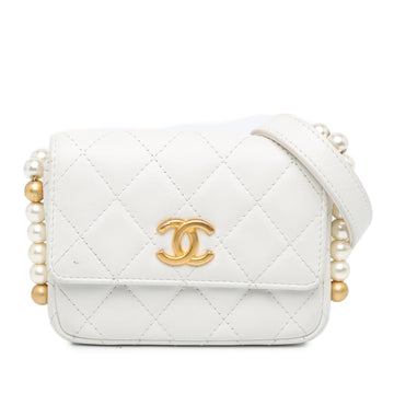 Top Quality Chanel Quilted Lambskin About Pearls Card Holder On Chain (SHG-yBjq5O)
