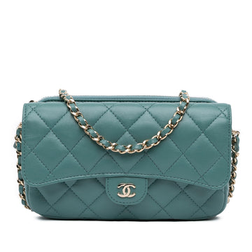 Top Quality Chanel Quilted Lambskin Flap Phone Holder With Chain (SHG-LPbK3B)