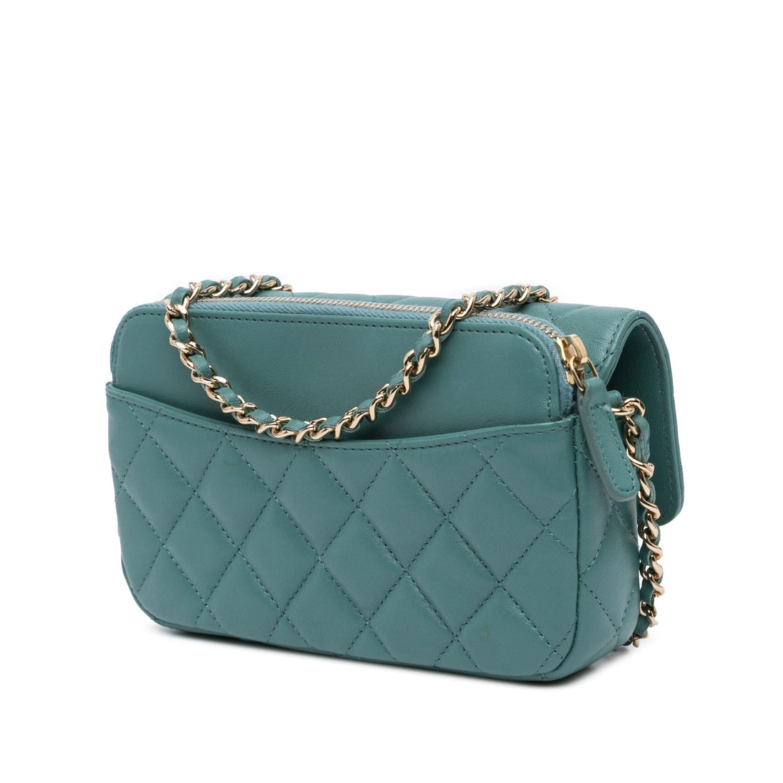 Top Quality Chanel Quilted Lambskin Flap Phone Holder With Chain (SHG-LPbK3B)