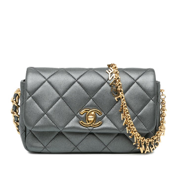 Top Quality Chanel Quilted Metallic Lambskin Logo Charm Chain Flap (SHG-tizGCB)