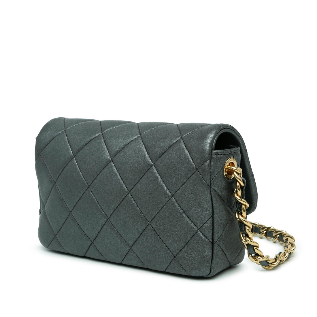Top Quality Chanel Quilted Metallic Lambskin Logo Charm Chain Flap (SHG-tizGCB)