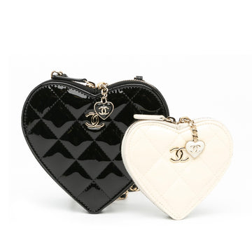 Top Quality Chanel Quilted Patent Calfskin CC Heart Clutch With Chain (SHG-D1UX0k)
