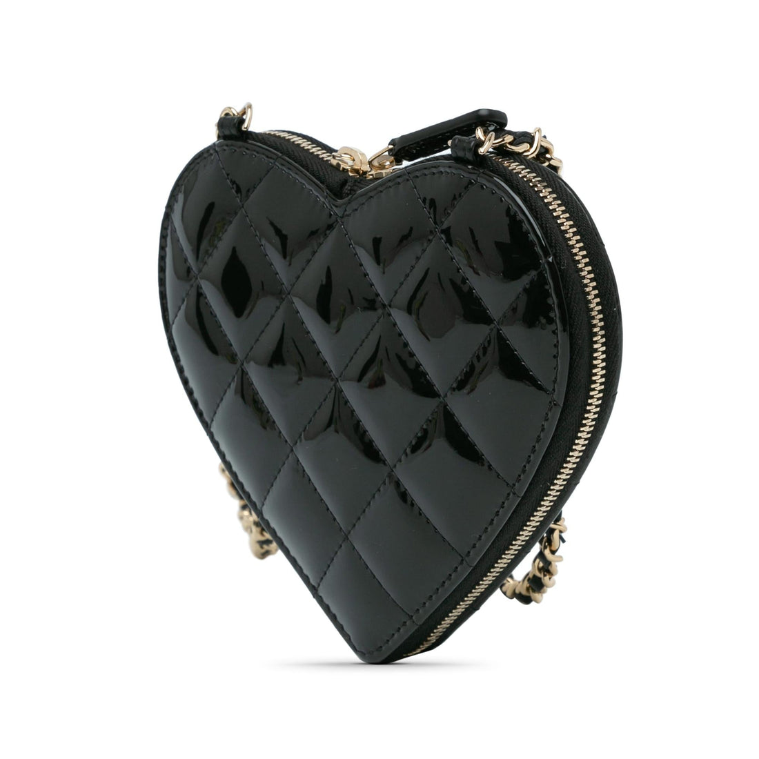 Top Quality Chanel Quilted Patent Calfskin CC Heart Clutch With Chain (SHG-D1UX0k)