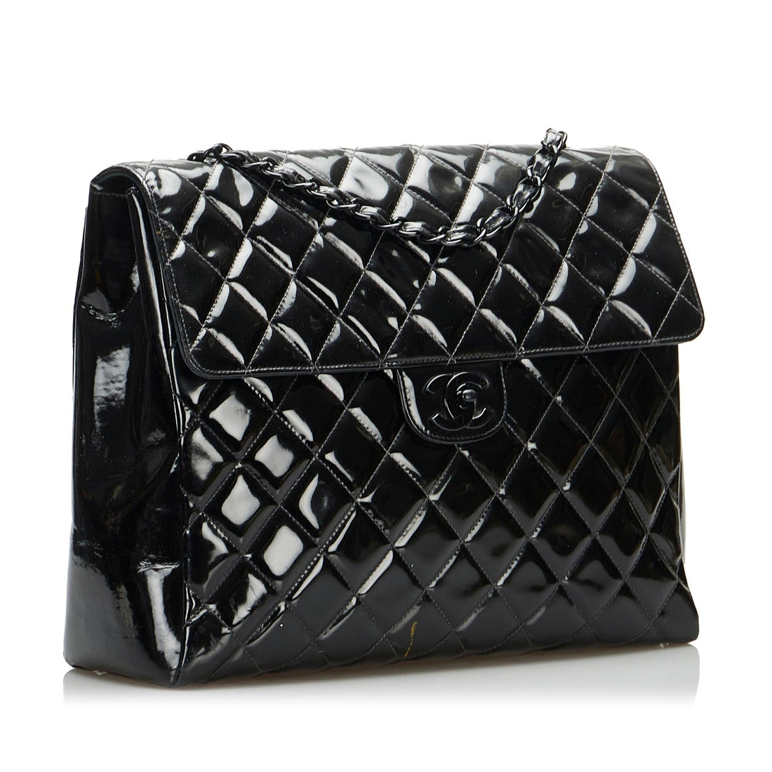Top Quality Chanel So Black Matelasse Patent Leather Single Flap Bag (SHG-XAF9hI)