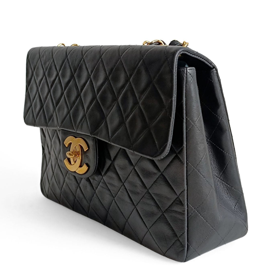 Top Quality Chanel borsa a tracolla Dekamatrasse 34 Maxi in pelle nera