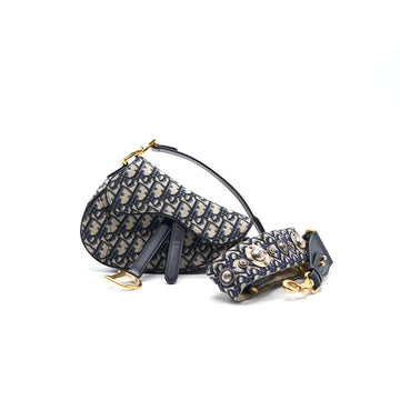 Top quality Dior Oblique Saddle Mini Bag with Strap (sell in a set)