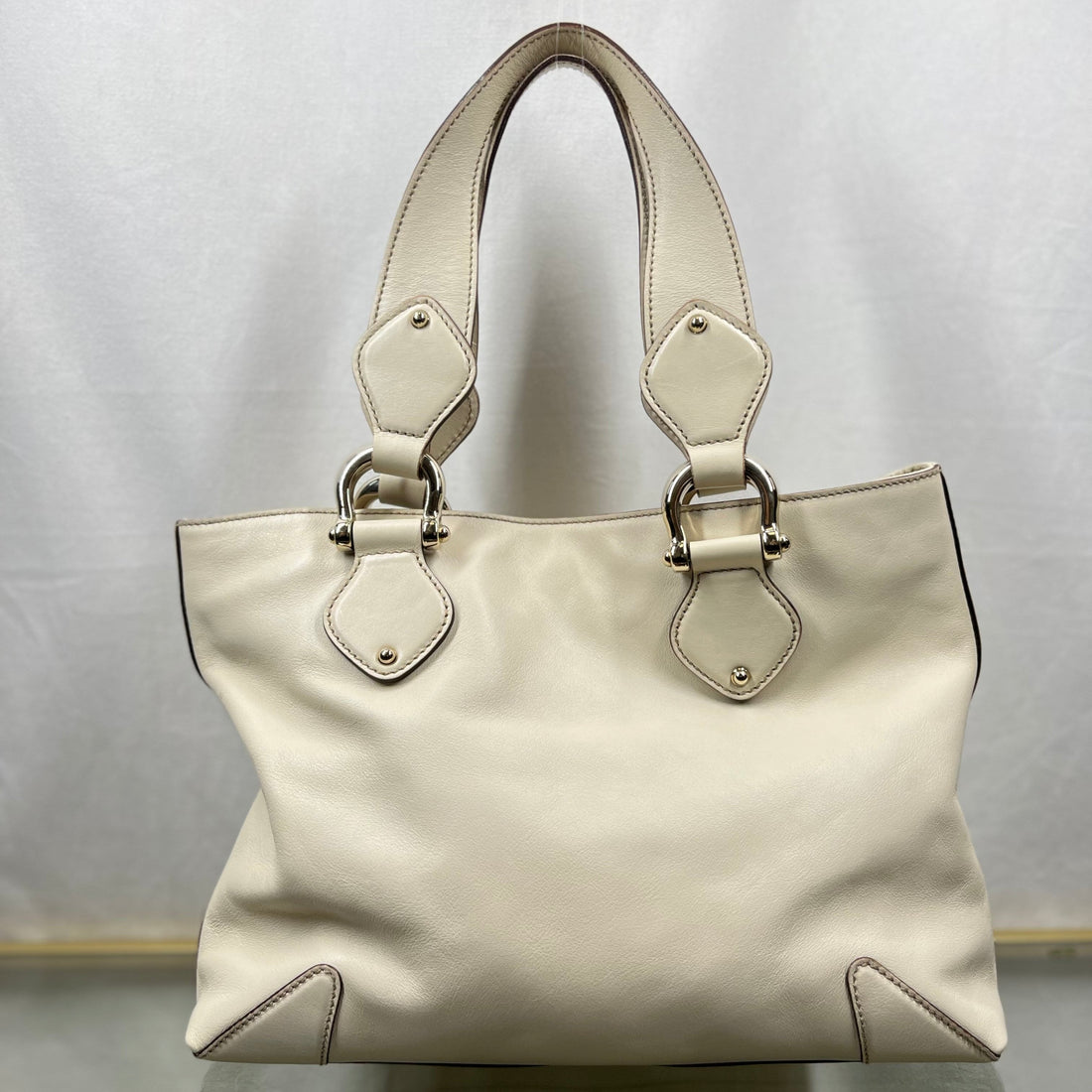 GUCCI Cream Soft Calfskin Leather Small Tote