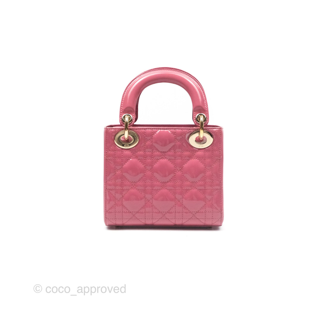 Christian Dior Mini Lady Dior Dusty Pink Patent Gold Hardware