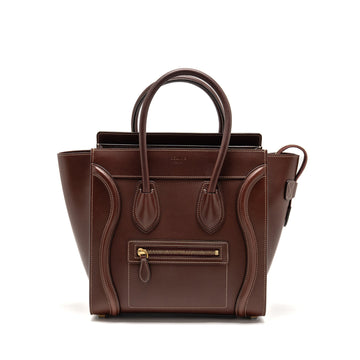 Celine Micro Luggage Bag Calfskin Burgundy GHW