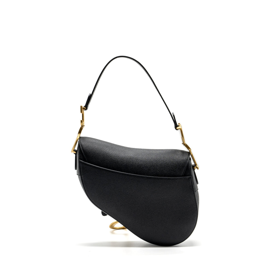 Top quality Dior medium saddle bag with strap grained calfskin black