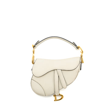 Top quality Dior Mini Saddle Bag Calfskin White Brushed