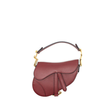 Top quality Dior Mini Saddle Bag Grained Calfskin Red