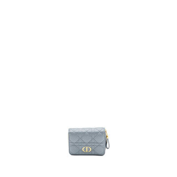 Top quality Dior Caro Scarlet Zipped Wallet Cannage Calfskin Cloud Blue