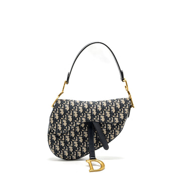 Top quality Dior Medium Saddle Bag Blue Oblique Jacquard Canvas