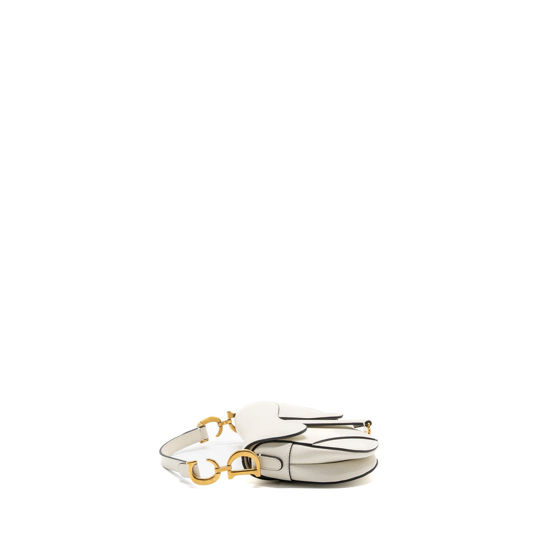 Top quality Dior mini saddle bag grained calfskin white