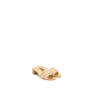 Top quality Dior Size 37.5 Sandals Embroidered Canvas Multicolour