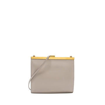 Celine mini clasp shoulder bag light grey leather GHW