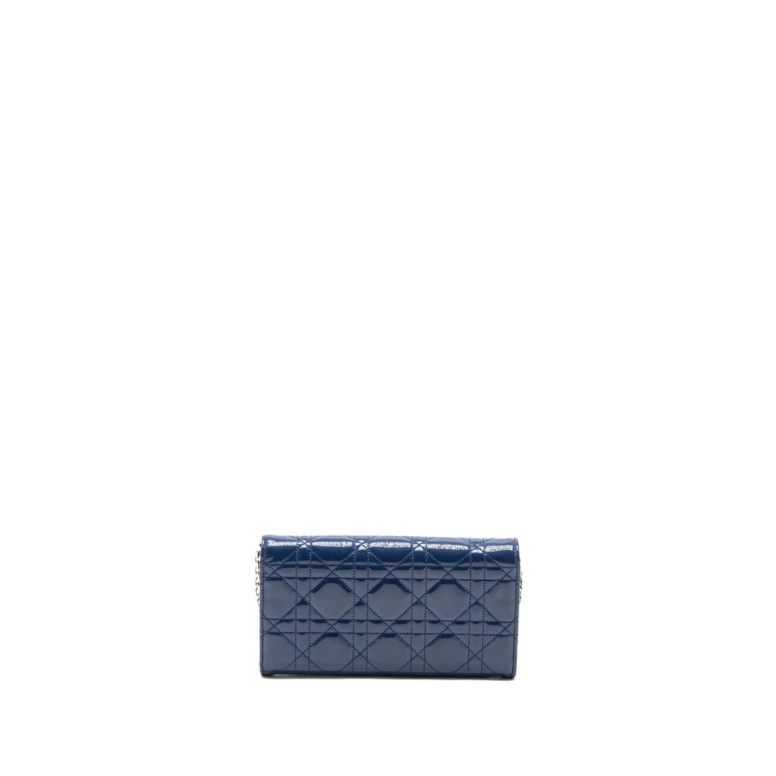 Top quality Dior Flap Wallet with Chain Patent Blue