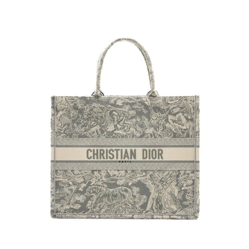 Top quality Dior Large Book Tote Ecru And Grey Toile De Jouy Embroidery