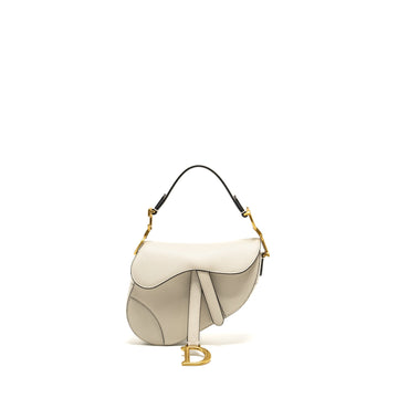 Top quality Dior Mini Saddle Bag Calfskin White