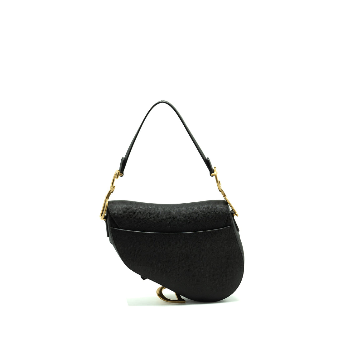 Top quality Dior Medium Saddle grained calfskin black