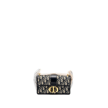 Top quality Dior 30 Montaigne East-West Bag with Chain Oblique Jacquard Blue
