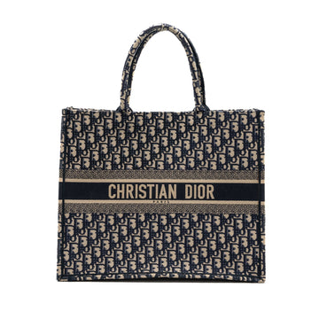 Top quality Dior large book tote ecru and blue Top quality Dior oblique embroidery