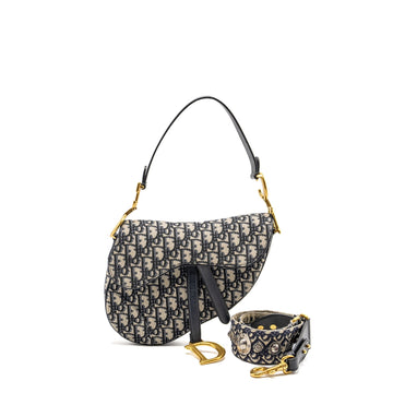 Top quality Dior Medium Saddle Bag Blue Oblique Canvas