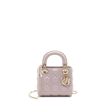 Top quality Dior mini lady Top quality Dior lambskin light pink