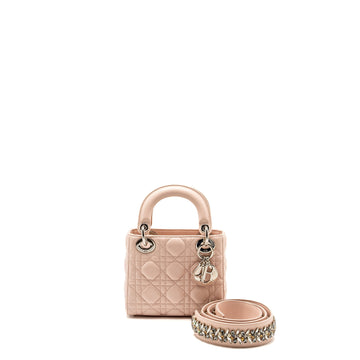 Top quality Dior Mini Lady Top quality Dior Crystal Strap Limited Edition Lambskin Light Pink