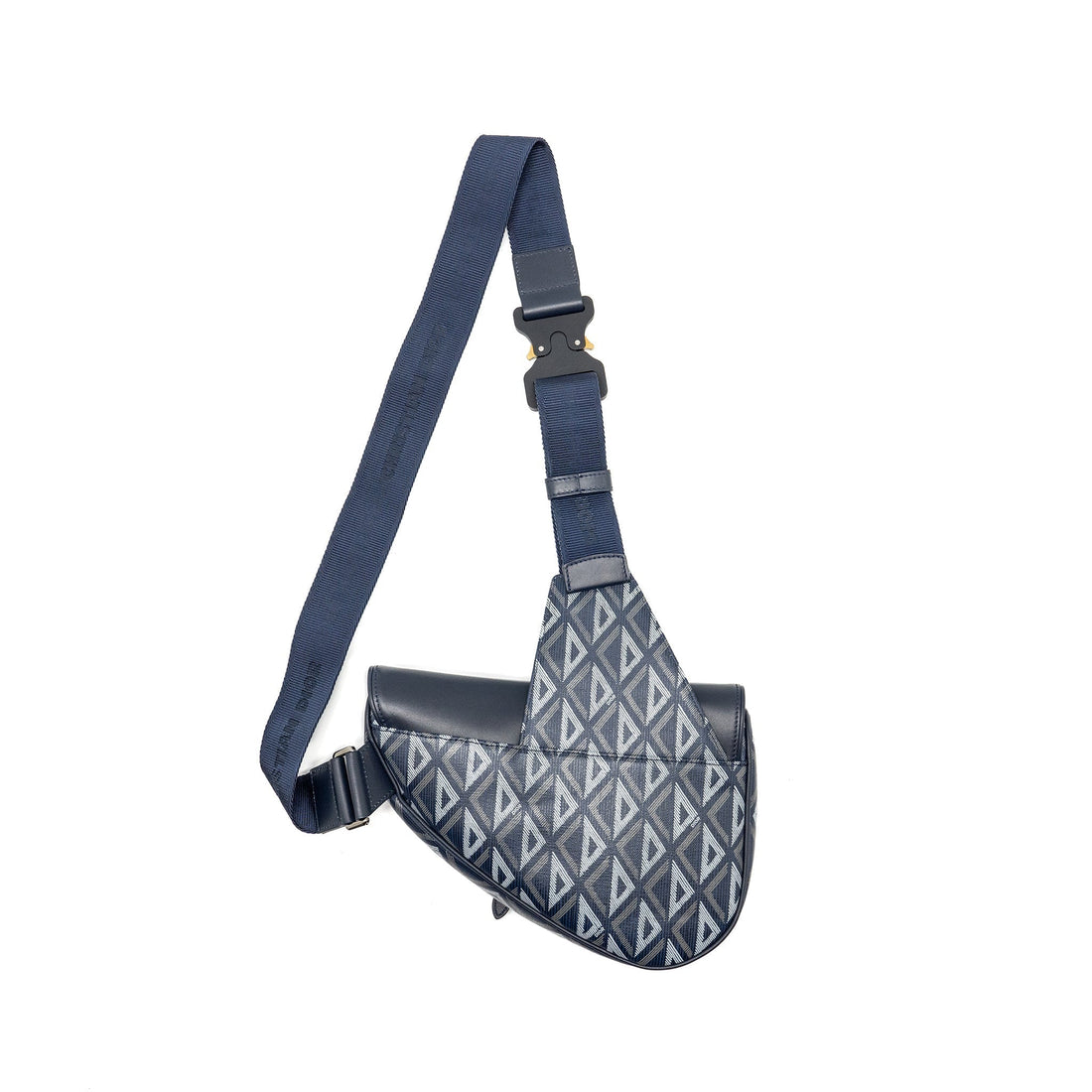 Top quality Dior Homme Saddle Bag CD Diamond Canvas/Smooth Calfskin Navy Blue