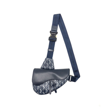 Top quality Dior Homme Saddle Bag CD Diamond Canvas/Smooth Calfskin Navy Blue