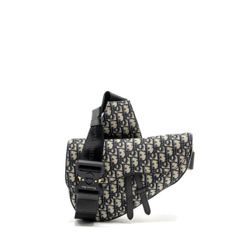 Top quality Dior Homme Saddle Bag Oblique Jacquard Beige/Black