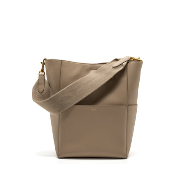 Celine Sangle Bucket Bag Calfskin Light Grey GHW