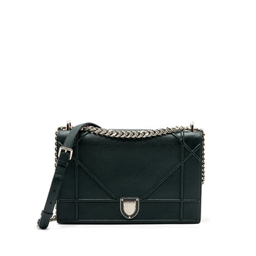 Top quality Dior Large Top quality Diorama Bag Grained Calfskin Dark Green