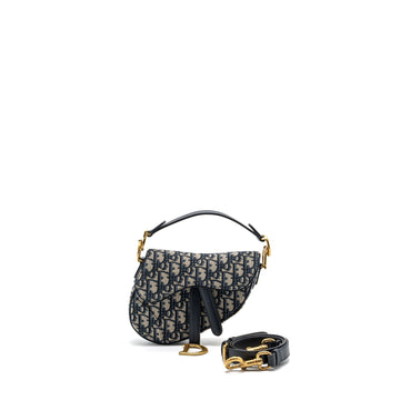 Top quality Dior Mini Saddle Bag Blue Oblique Jacquard